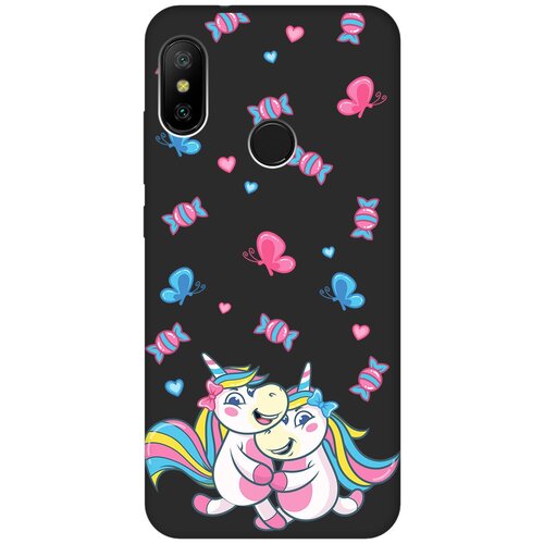 Матовый чехол Unicorns and Candies для Xiaomi Mi A2 Lite / Redmi 6 Pro / Сяоми Ми А2 Лайт / Редми 6 Про с 3D эффектом черный матовый чехол unicorns and candies для xiaomi 13 pro сяоми 13 про с 3d эффектом черный