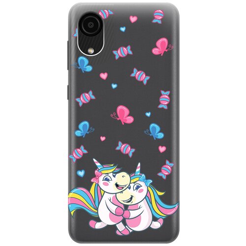 Силиконовый чехол с принтом Unicorns and Candies для Samsung Galaxy A03 Core / Самсунг А03 Кор матовый чехол unicorn and candy для samsung galaxy a03 core самсунг а03 кор с 3d эффектом бирюзовый