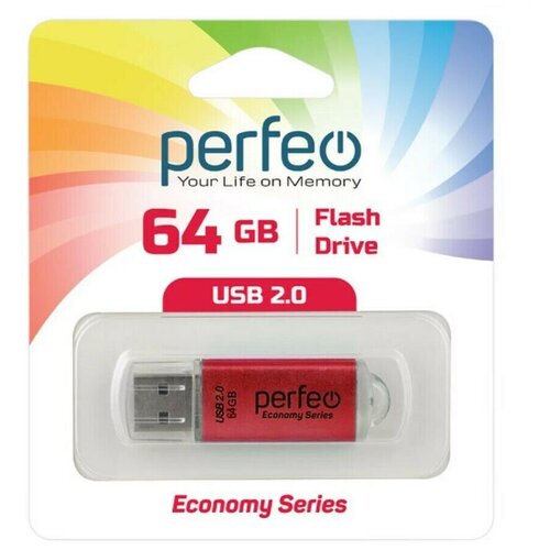 USB Флеш-накопитель USB накопитель Perfeo 64GB E01 Red economy series