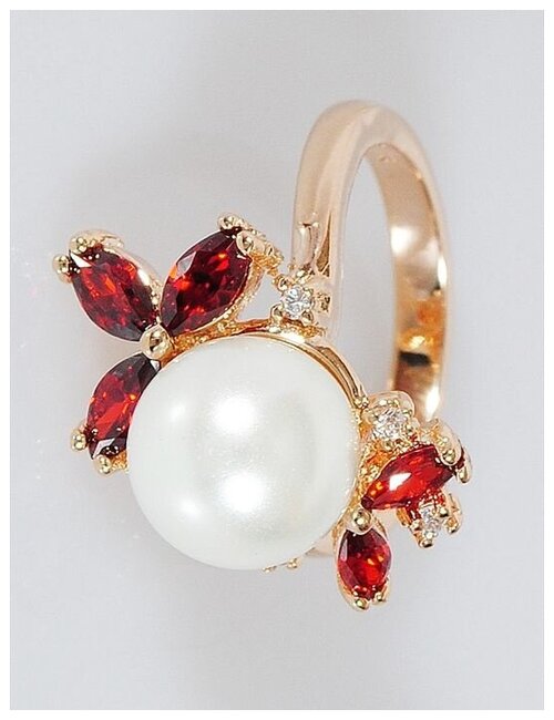 Кольцо помолвочное Lotus Jewelry, жемчуг Swarovski синтетический, размер 20, белый