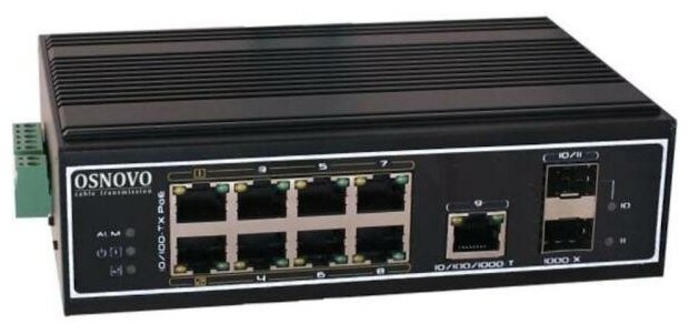 Коммутатор Osnovo SW-60812/I 8x100Mb 1G 2SFP 300W