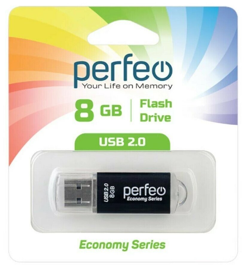 USB Флеш-накопитель USB накопитель Perfeo 8GB E01 Black economy series