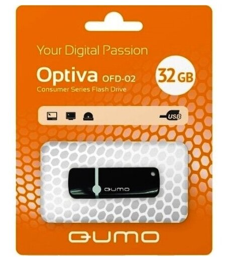 Флешка Qumo Optiva 02 32 Гб usb 2.0 Flash Drive - чёрная