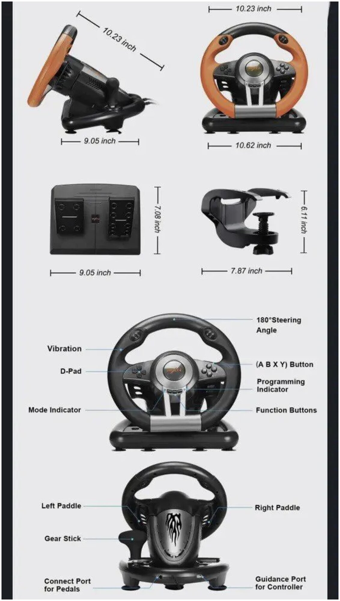 Игровой руль PXN V3 Pro для ПК PS3 PS4 XBox One Nintendo Switch Гоночный симулятор вождения с педалями Джойстик игровой