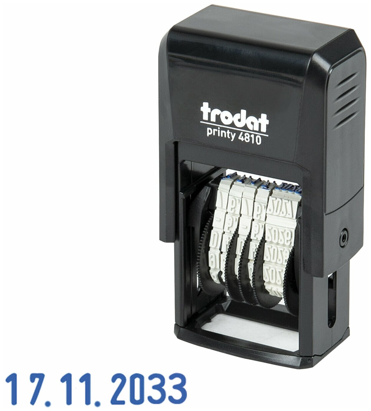 фото Датер-мини месяц цифрами, для банка, оттиск 20х3,8 мм, синий, TRODAT 4810 BANK, корпус черный