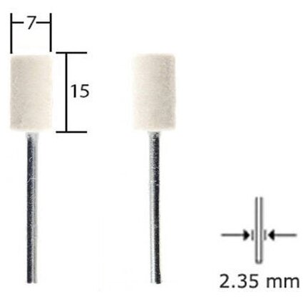 Полировальные насадки из войлока, цилиндр, набор (2 шт.) 28802 Proxxon - фотография № 5