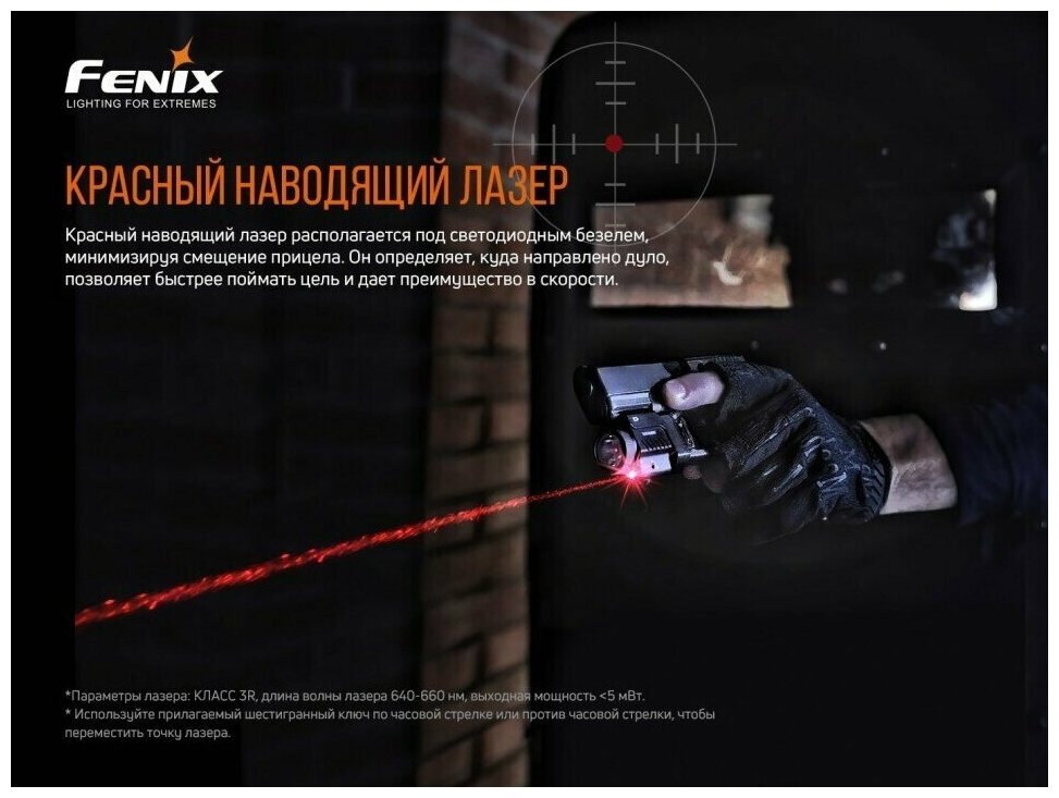 Фонарь подствольный Fenix GL22 c красным лазером