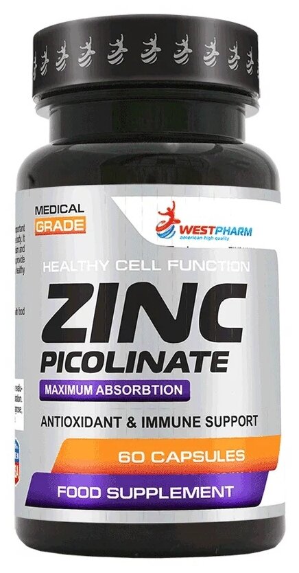 Капсулы WESTPHARM Zinc Picolinate, 100 г, 100 мл, 30 мг, 60 шт.