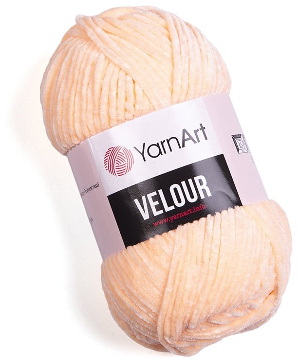 Пряжа для вязания YarnArt Velour (ЯрнАрт Велюр) - 2 мотка 863 персик, фантазийная, плюшевая для игрушек 100% микрополиэстер 170м/100г