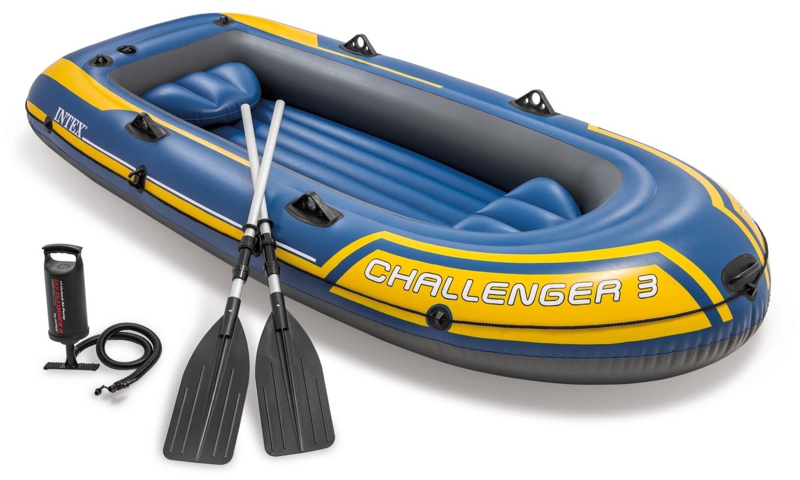 INTEX Надувная лодка Challenger-3-Set трехместная 295*137*43 см + насос и весла 68370