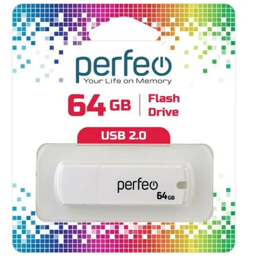 USB Флеш-накопитель USB накопитель Perfeo 64GB C05 White