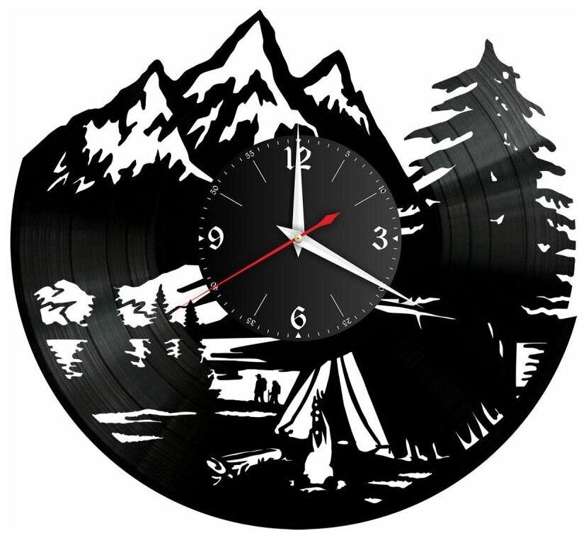 Часы из винила Redlaser "Альпинизм, горы в снегу, ели" VW-10512