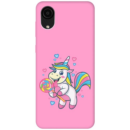 Матовый чехол Unicorn and candy для Samsung Galaxy A03 Core / Самсунг А03 Кор с 3D эффектом розовый матовый чехол lady unicorn для samsung galaxy a03 core самсунг а03 кор с 3d эффектом бирюзовый