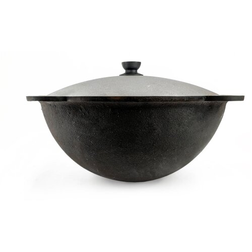 Казан чугунный узбекский Дом Реми с круглым дном с крышкой, 6 литров