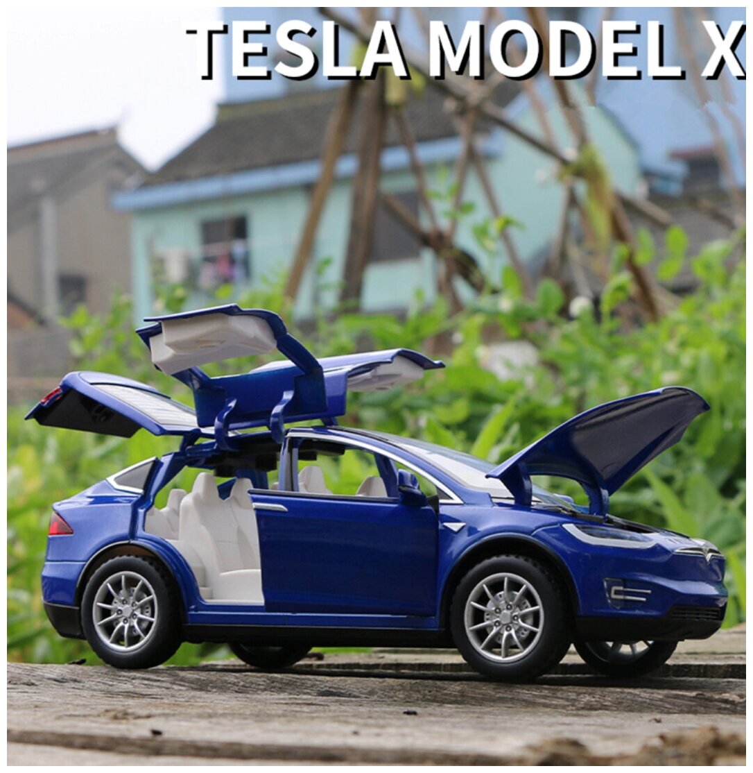 Коллекционная машинка Tesla X 100D 1:24 (металл, свет, звук)