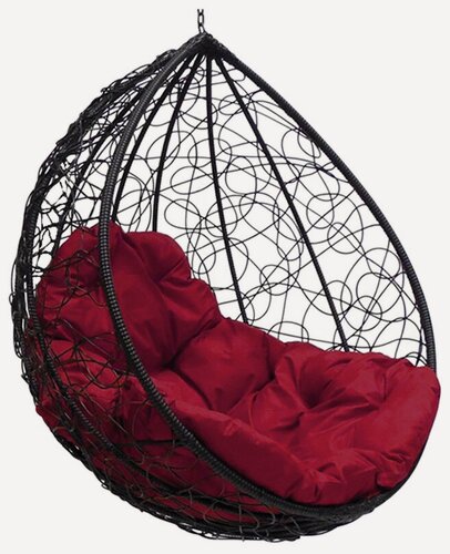 Изображение товара Кресло кокон M-GROUP Капля с ротангом чёрное (без стойки), бордовая