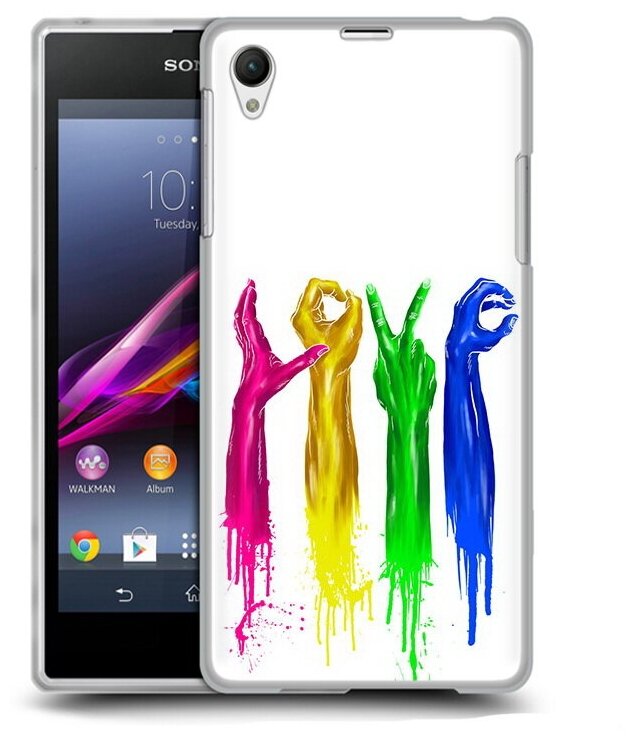 Чехол задняя-панель-накладка-бампер MyPads яркие руки love для Sony Xperia Z1 противоударный