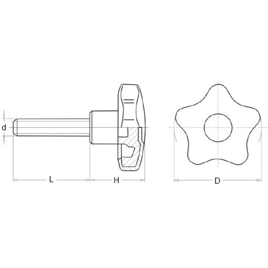 Рукоятка с наружной резьбой Woodwork 995.06.20, M6 D=32 L=20, 10 шт.