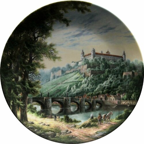 Прощание с Вюрцбургом, винтажная декоративная настенная тарелка из коллекции "Путешествие по романтическим дорогам"