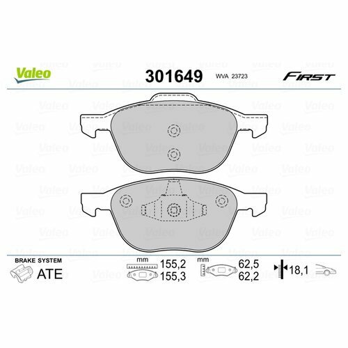 Комплект передних тормозных колодок Valeo 301649