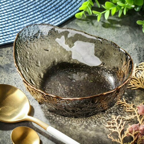 Салатник стекло фигурный 02 л отвод золотом 16х12х4см Графит Y6-10079 597₽