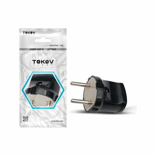 фото Вилка электрическая без заземления, черная, 6а, 250в tokov electric