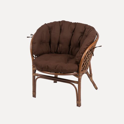 Изображение товара Кресло из натурального ротанга с большой кофейной подушкой Багама, цвет миндаль матовый