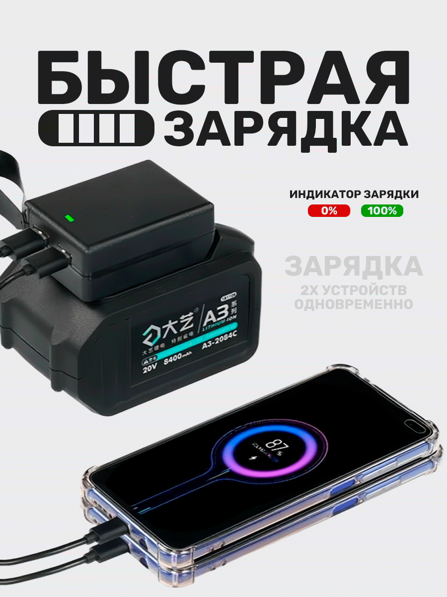 USB-адаптер питания для аккумулятора Makita, портативный источник питания для зарядки гаджетов, черный — фото 1