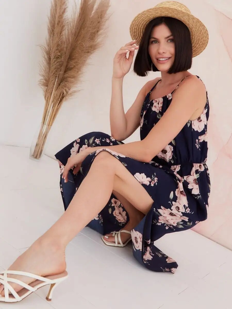 Сарафан для кормящих мам YolKa_Dress, размер 42/46, темно-синий