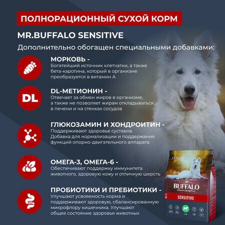 MR.BUFFALO SENSITIVE 2 кг сухой корм для собак средних и крупных пород ягненок — фото 1