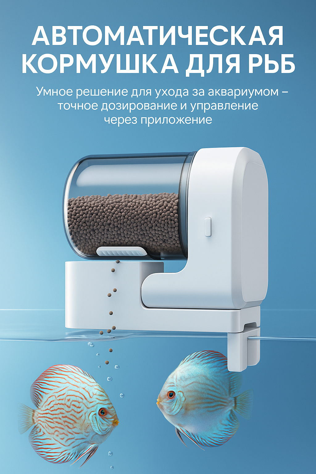 Автоматическая кормушка, для рыб, с таймером, смарт-управление, точный дозатор корма