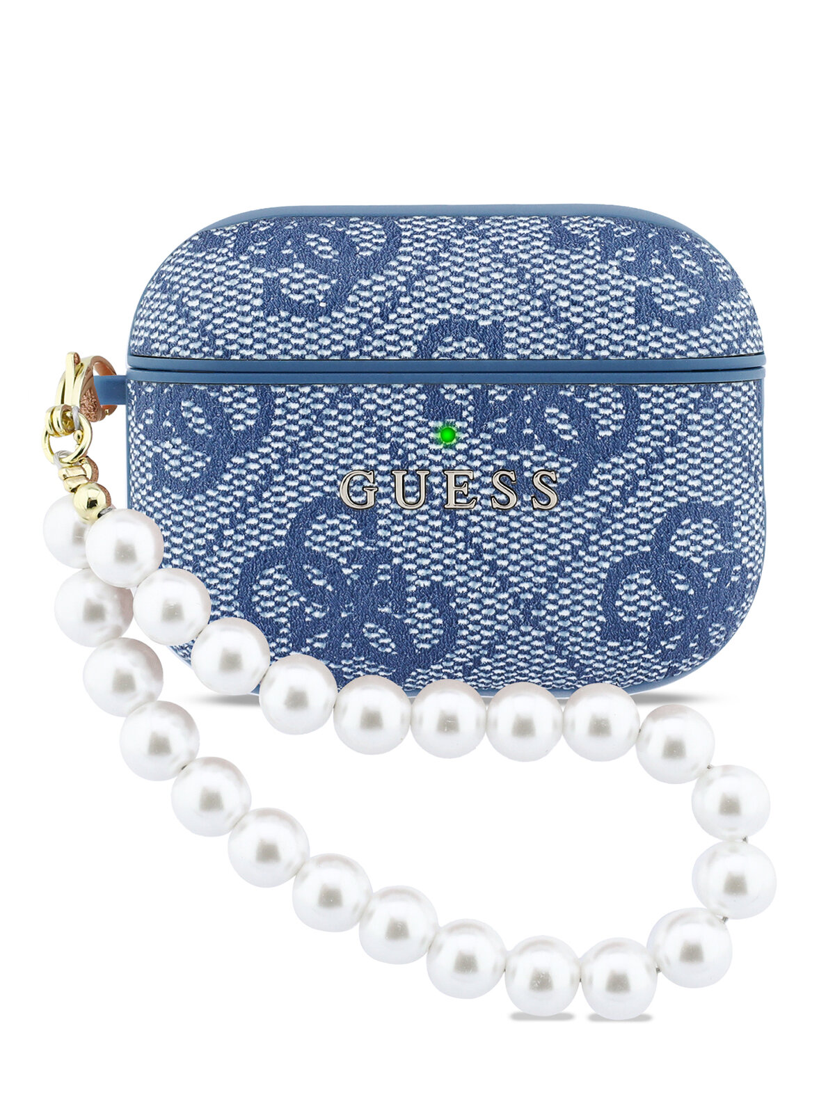 Чехол Guess для Airpods Pro 3, из экокожи PU leather, со шнурком на руку, синий