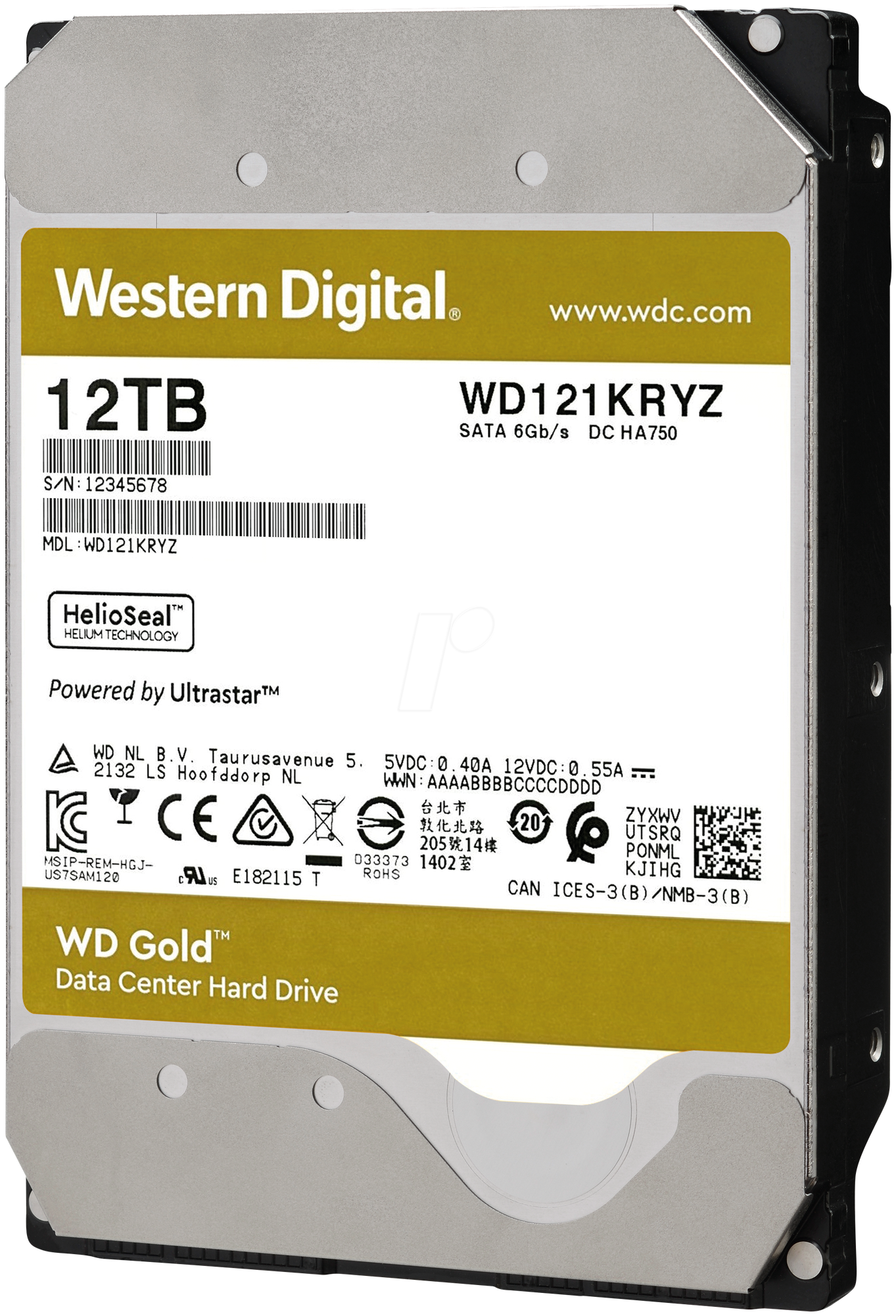 Жёсткий Диск WD Gold 12TB [WD121KRYZ]