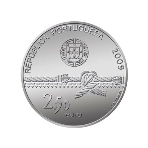 Монета 2,5 евро Беленская Башня. Португалия, 2009 г. в. Состояние UNC (из мешка) монета 2 евро 200 лет революции греция 2021 г в состояние unc из мешка