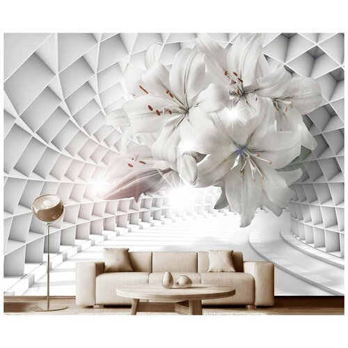 Фотообои на стену флизелиновые 3D Модный Дом Цветочный тоннель 350x270 см (ШxВ)