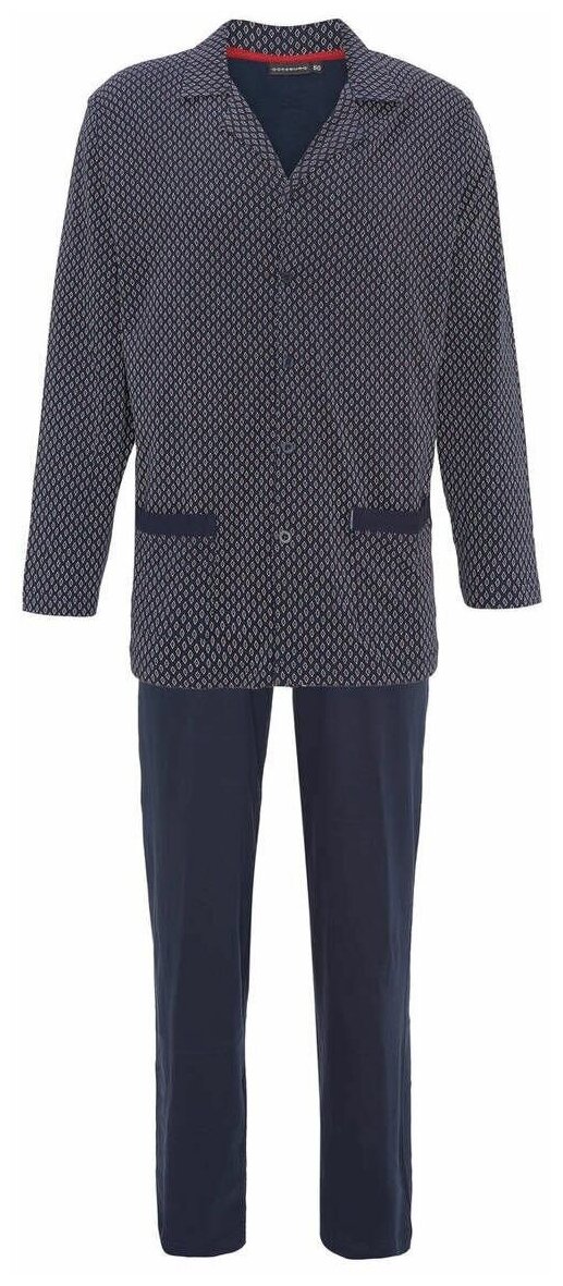 Мужская пижама из хлопкового трикотажа, синий, XXL - фотография № 1