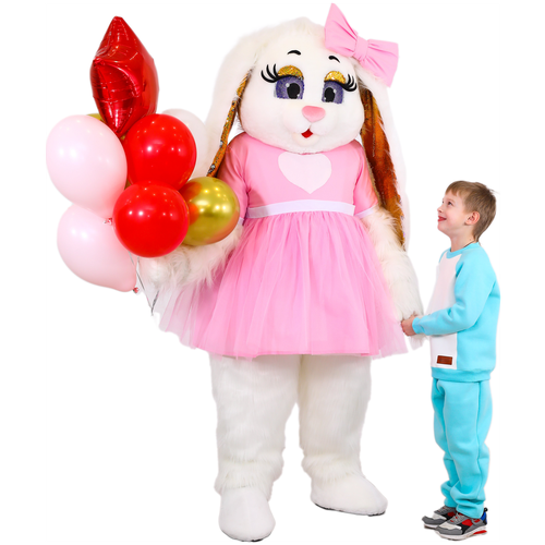 фото Ростовая кукла зайка зефирка милашка белая, карнавальный костюм, ростовой костюм для аниматора, поздравление ребенка, маскарадный костюм mascot costumes