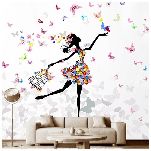 Фотообои на стену Модный Дом Девочка с бабочками 300x280 см (ШxВ)