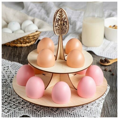 Посуда/Аксессуары для сервировки стола/Подставка для яиц пасxальная, 2-x ярусная, 12 ячеек, 23,5x23,5x20 см