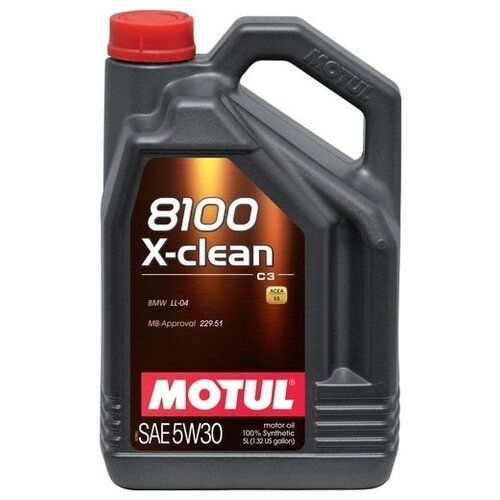 Синтетическое моторное масло Motul 8100 X-clean+ 5W30, 5 л