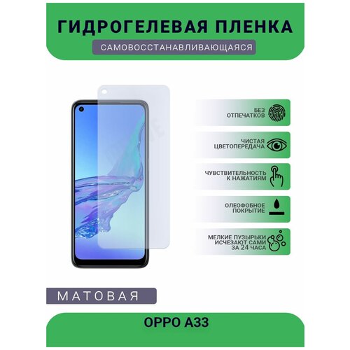 Гидрогелевая защитная пленка для телефона OPPO A33, матовая, противоударная, гибкое стекло, на дисплей гидрогелевая защитная пленка для телефона oppo r11 матовая противоударная гибкое стекло на дисплей