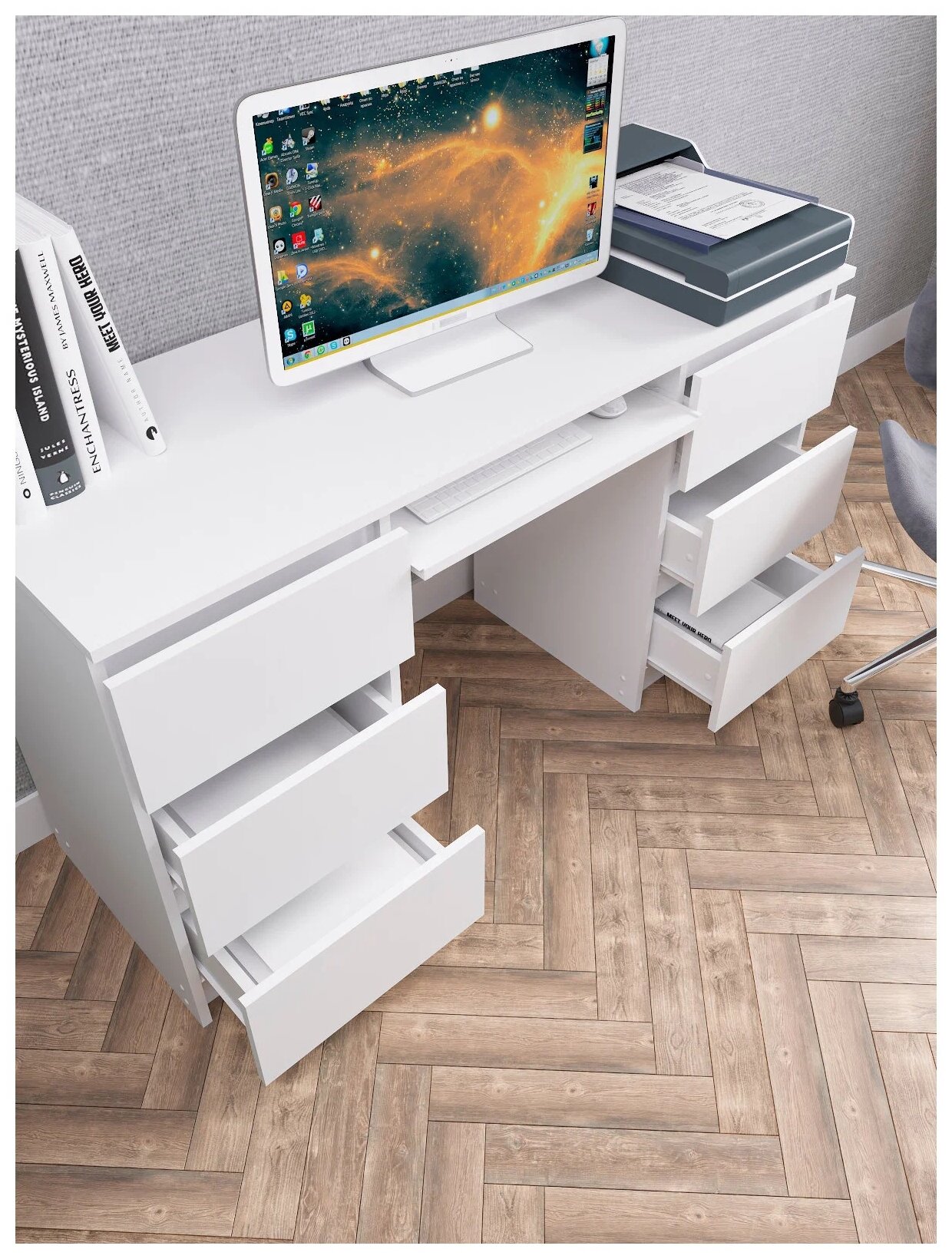 ДСВ мебель письменный стол Мори МС-2, ШхГхВ: 135.4х50х77 см, цвет: белый