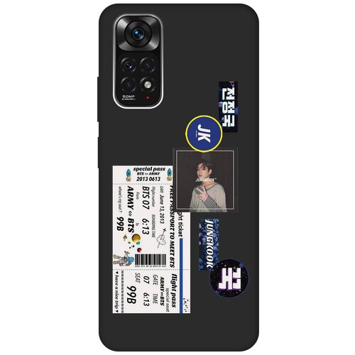 Матовый чехол BTS Stickers для Xiaomi Redmi Note 11 / Note 11S / Сяоми Редми Ноут 11 / Ноут 11С с 3D эффектом черный чехол книжка на xiaomi redmi note 11 note 11s сяоми редми ноут 11 ноут 11с с 3d принтом beatles stickers черный