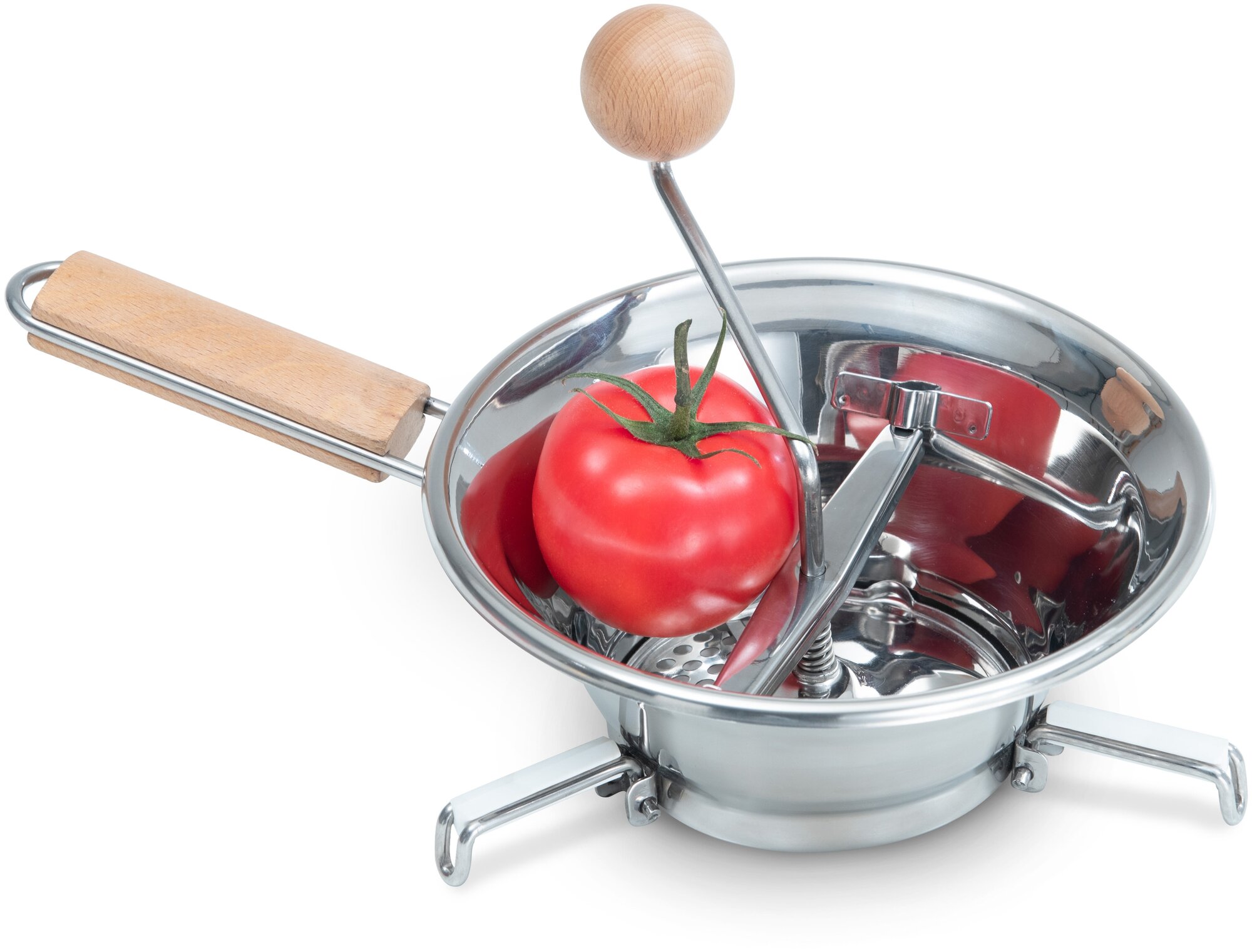 Протирка овощей, фруктов и ягод. Ручное сито для протирки Д24см. Wood Tomatto Италия - фотография № 1