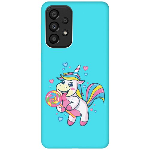 Матовый чехол Unicorn and candy для Samsung Galaxy A33 5G / Самсунг А33 5Г с 3D эффектом бирюзовый матовый чехол unicorn and candy для samsung galaxy a33 5g самсунг а33 5г с 3d эффектом розовый