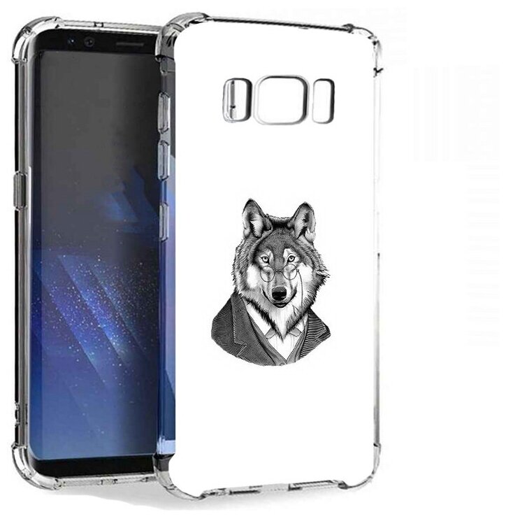 Чехол задняя-панель-накладка-бампер MyPads волк в пиджаке для Samsung Galaxy S8 Plus SM-G955 противоударный