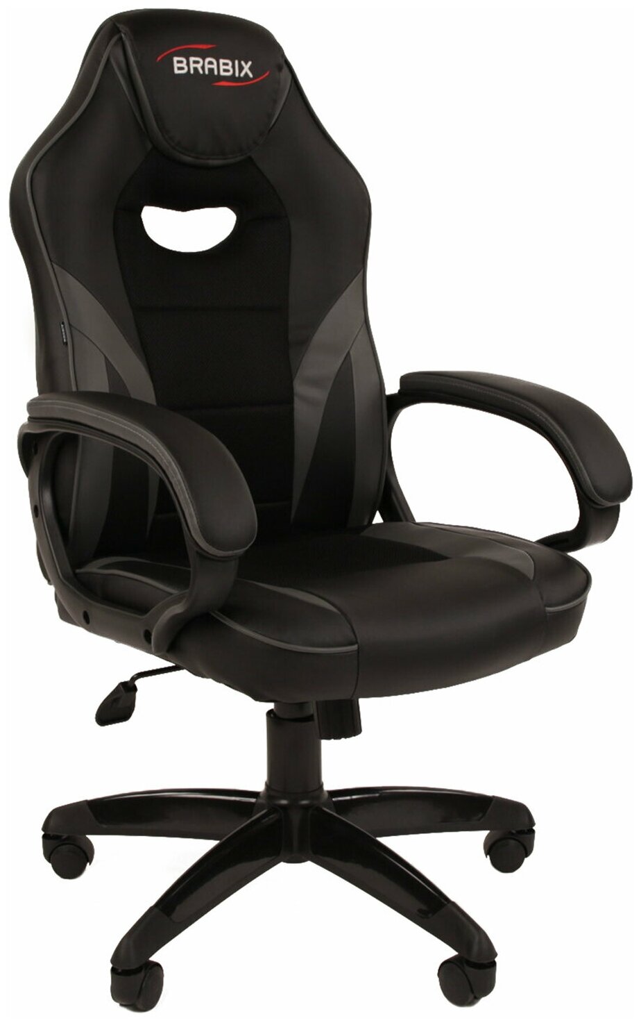 Кресло компьютерное BRABIX "Alpha GM-018" ткань/экокожа черное 532636 GM-018_532636