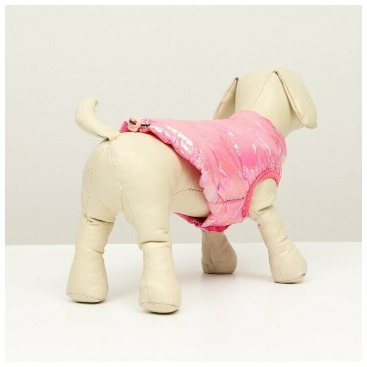 Куртка для собак двухсторонняя с утяжкой, размер 10 (ДС 25 см, ОГ 34 см, ОШ 24 см),розовая - фотография № 4