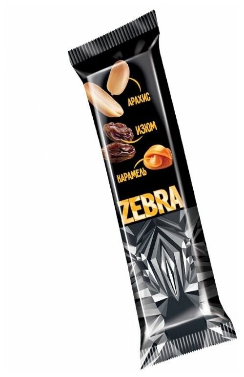 Батончик вафельный глазированный ZEBRA с изюмом и арахисом в мягкой карамели, 40 г, в шоубоксе, ЯВ252 - фотография № 11