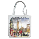 Текстильная сумка-авоська с донышком, Эко шоппер 35*42 Тканевая женская хозяйственная сумка шоппер, рисунок с одной стороны Лондон 2 - изображение
